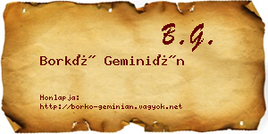Borkó Geminián névjegykártya